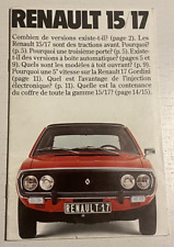 Notice Commerciale RENAULT 15/17 dont R17 Gordini - Non daté - Bel Etat.