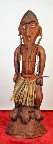 Idole bois sculpté paille - idole., sculptÉ.