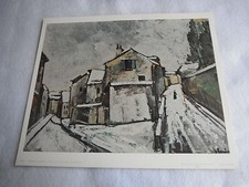 Ancienne Lithographie Maurice Vlaminck  "Rue du village en hiver" éd Braun & Cie