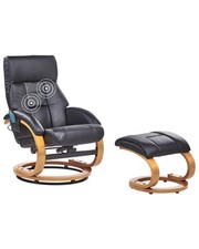 Fauteuil Relax Massant et Chauffant Fonction Pivotante avec Repose-Pieds en Cuir