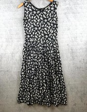 Body & Rose Robe Ajustée et Evasée Femme S Noir Blanc Fleurie Sans Manches Été