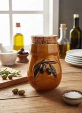 Pot à Olives Vintage Vallauris en Grès Émaillé Ambre - Olla à Olives Provençale