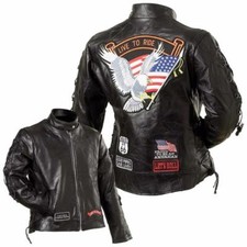  BLOUSON en Cuir Aigle / Live to ride - FEMME - Bikers country grande taille 