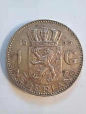 Pays-Bas 1955 - 1 Gulden - Juliana Argent KM# 184 Netherlands florin silver