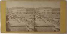 Paris instantané Pont Neuf Photo Stereo PL46L3n Vintage Albumine c1868