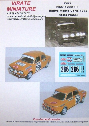 V207 nsu 1200 rallye monte - v207,