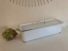 1 ⚜️ Ancienne Poissonnière Tôle Émaillée Blanche Poisson Plat Cuisine Vintage