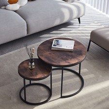 Table basse gigogne industrielle 2x Ensemble de table d'appoint Ronde Rétro