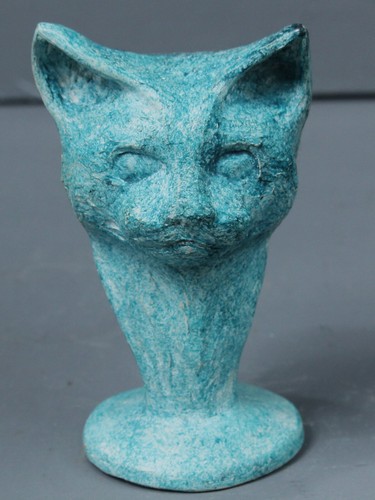 Buste sculpture chat - buste, turquoise