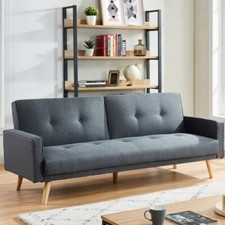 Canapé 3 places tissu gris anthracite convertible style scandinave neuf