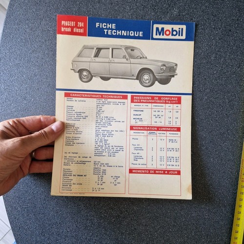 Peugeot 204 break fiche - peugeot,