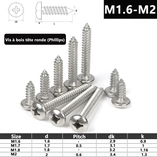 Vis bois m2 - vis, cruciforme
