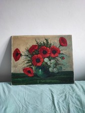 art sublime Peinture représentant une nature morte bouquet de coquelicot sans c