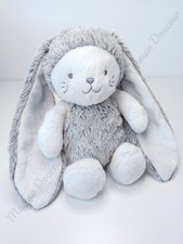 Peluche/Doudou Lapin Gris Blanc Fourrure Longues Oreilles 25cm Tape À L'oeil TAO