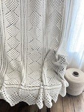 Vintage French floral FILET LACE BEDSPREAD c1930