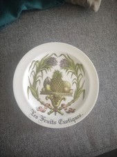 Assiette Plate a dessert, Porcelaine d'Auteuil  Limoges - Les Fruits Exotiques .
