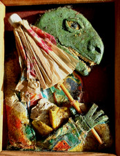 Art Naïf  INSOLITE "galerie de portraits" 14 mini cadres Bas reliefs modelés