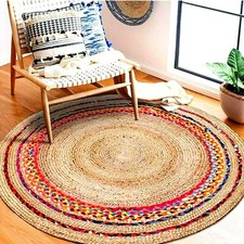 Tapis de sol réversible 100 % jute naturel et coton tapis de salon moderne
