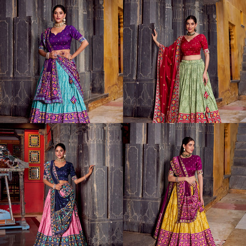 Ensemble lehenga choli soie - ensemble, en