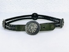 Ceinture Concho en cuir tressé RICHARD GAMPEL Vintage 1980s T.75