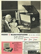 Publicité Advertising 120 1959 radio electrophone  Pathé Marconi Voix son Maitre