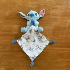Doudou Peluche Stitch Avec Mouchoir Disney Baby Bleu Blanc Pois