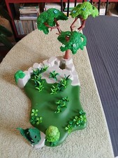 Jardin PLAYMOBIL - Grande surface herbue avec arbre, arbustes, rocher, plantes