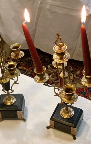 Paire candélabres anciens - paire, de
