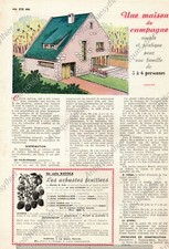PLAN D UNE MAISON DE CAMPAGNE / ARCHITECTURE DOUBLE PAGE 1955 ARCHITECTE