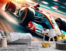 Garçons Chambre Papier Peint non Tissé Mural Formel 1 Bolid D'Enfants Cars