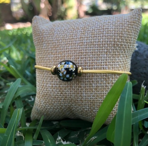 Bracelet jaune noir doré - jaune,