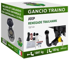 Attelage Démontable Verticale pour Jeep RENEGADE TRAILHAWK HYBRID 14+ 13 câblage
