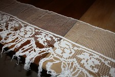 Rideau N°55 au crochet brise bise cantonnière bas de rideau frange état moyen