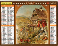 Almanach du Facteur 1998.Alsace et Arcachon (Affiches anciennes).