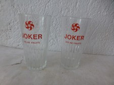 lot de deux verres ancien Joker jus de fruit retro bistrot