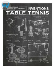 Affiche d'art brevetée tennis de table - inventions de ping-pong - 12X16/16X2...