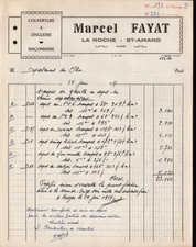 SAINT-AMAND-MONTROND / LA ROCHE (18) COUVERTURE ZINGUERIE "Marcel FAYAT" en 1957