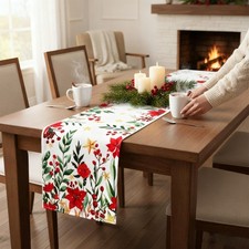 Nappe table Noël houx pommes