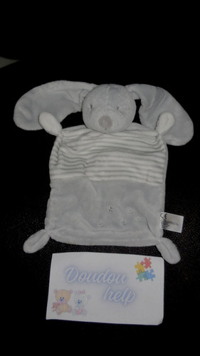Doudou plat lapin gris blanc - plat,