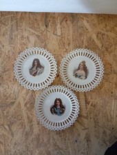 3 Assiettes À Dessert Ajourées Porcelaine De Saxe