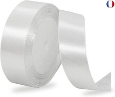 Ruban Satin Blanc 25mm, 23 mètres Rubans de Tissu pour Emballage Des Cadeaux, 