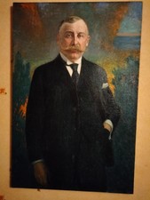 Beau tableau 105 X 70 huile sur toile homme porte une signature décoration