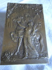 Plaquette bronze art nouveau Réné Grégoire, expo universelle Gand 1913,80x52mm,