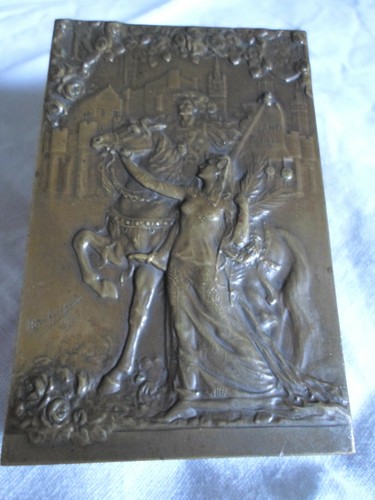 Plaquette bronze art nouveau