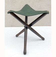 TREPIED SIEGE - CHASSE - PECHE - BOIS CUIR - VINTAGE