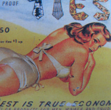 Ancien boite métal Pin up femme plage trousse stylo crayon Botany Ties Camps