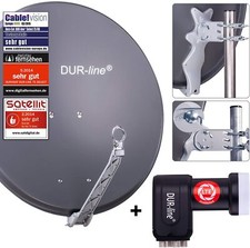 DUR-line 4 Abonné Système de Satellite Select 75/80 Alu Satantenne Grise + Quad