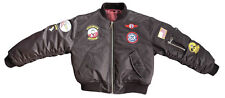 USA Enfants Veste D'Aviateur Top Gun Bomber pour Noir Olive Org