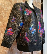Veste Matelassée En Soie 4o/42 Papillons Et Fleurs 