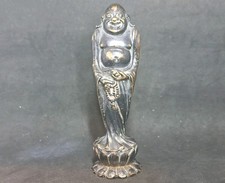 Bouddha en bronze argenté signé Bruel, mascotte automobile Art Déco vers 1930.